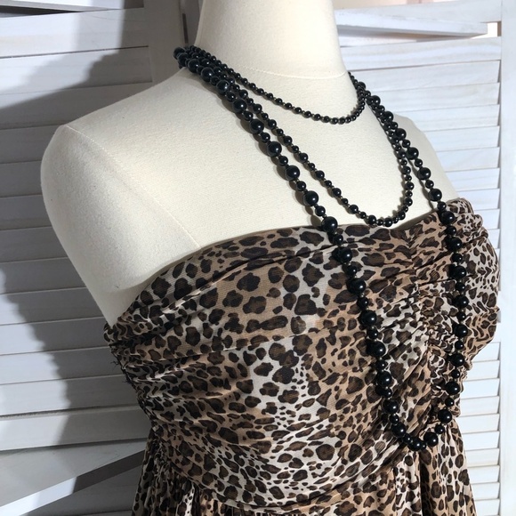Vintage Y2K Pure Energy Animal Print Chiffon Strapless Brown Black 4X - Picture 5 of 12